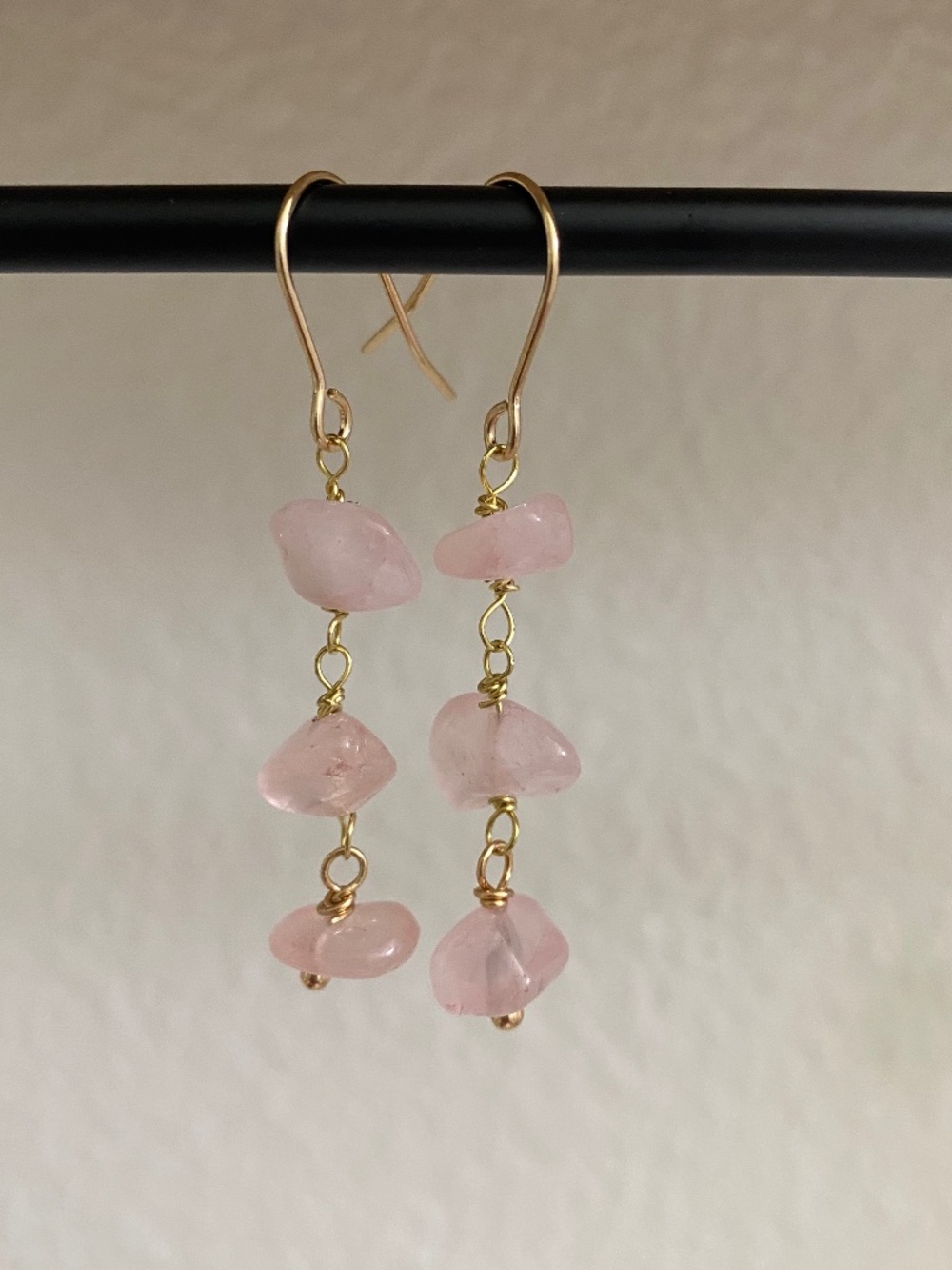 Handmade Rose Quartz Dangle Earrings
